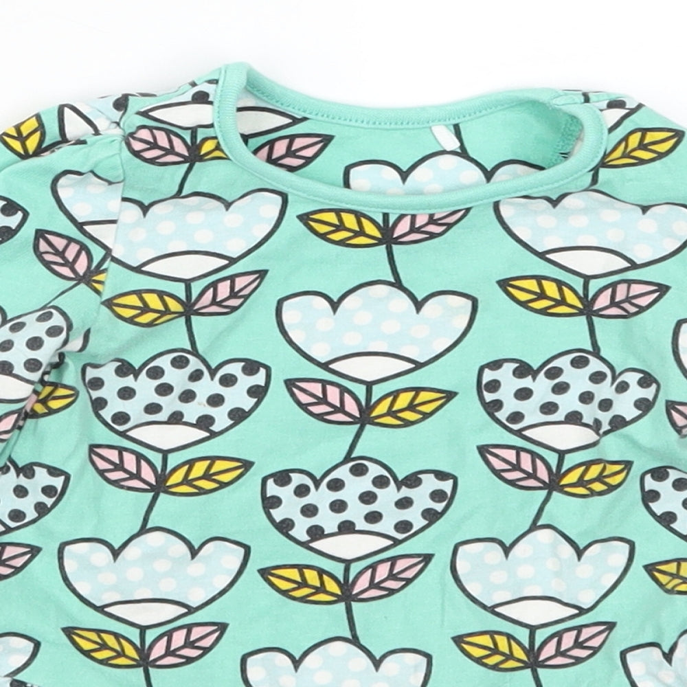 Mini Club Girls Green Floral  Shirt Dress  Size 9-12 Months
