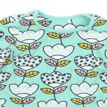 Mini Club Girls Green Floral  Shirt Dress  Size 9-12 Months