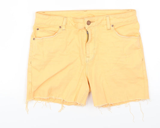 ASOS Womens Orange  Denim Cut-Off Shorts Size 32 in - Distressed Hem
