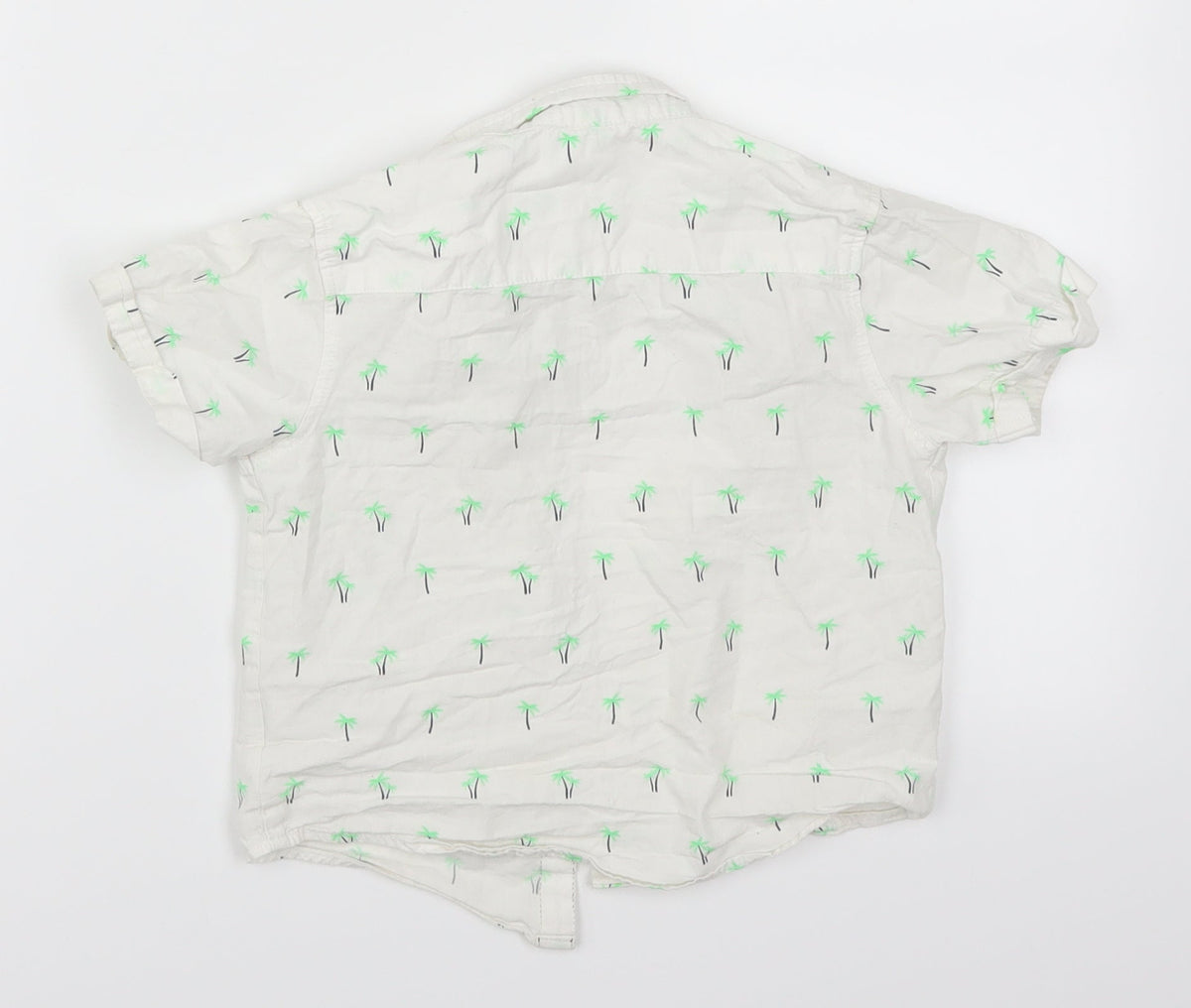 Back view of Matalan boys’ white basic button-up, size 3-4, years - palm trees