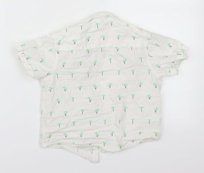 Back view of Matalan boys’ white basic button-up, size 3-4, years - palm trees