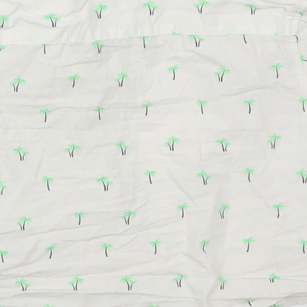 Brand and care label for Matalan boys’ white basic button-up, size 3-4, years - palm trees