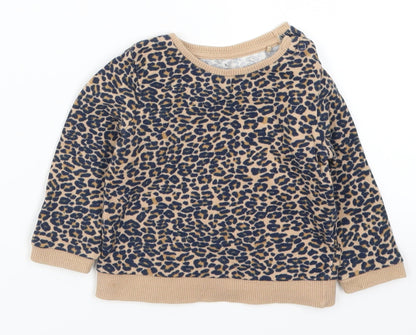 TU Girls Brown Animal Print  Basic T-Shirt Size 3-6 Months