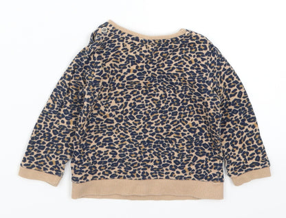 TU Girls Brown Animal Print  Basic T-Shirt Size 3-6 Months