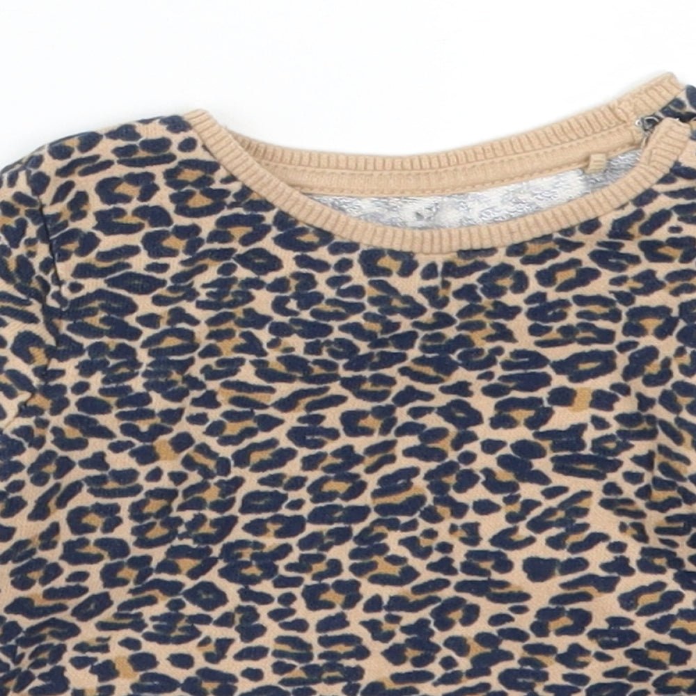 TU Girls Brown Animal Print  Basic T-Shirt Size 3-6 Months