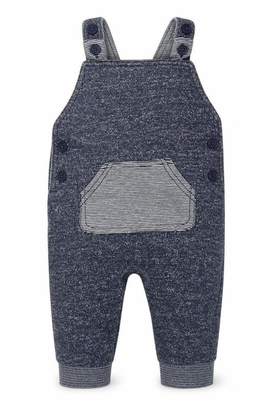 Front view of George boys’ blue coverall one-piece, size 3-6, months