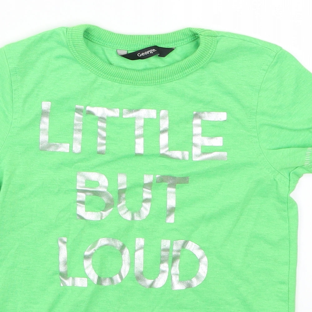 George Boys Green   Basic T-Shirt Size 3-4 Years  - Little But Loud