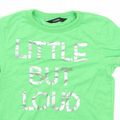 George Boys Green   Basic T-Shirt Size 3-4 Years  - Little But Loud
