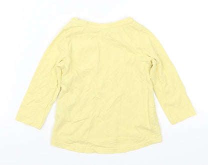 Back view of Nutmeg girls’ yellow basic t-shirt, size 12-18, months