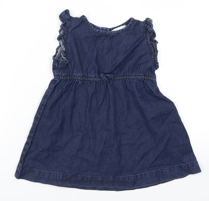 Essential Girls Blue  Denim Skater Dress  Size 2 Years