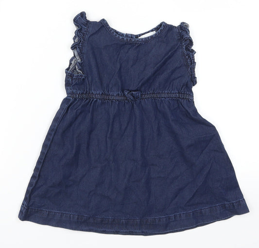 Essential Girls Blue  Denim Skater Dress  Size 2 Years