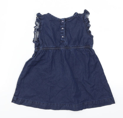 Essential Girls Blue  Denim Skater Dress  Size 2 Years
