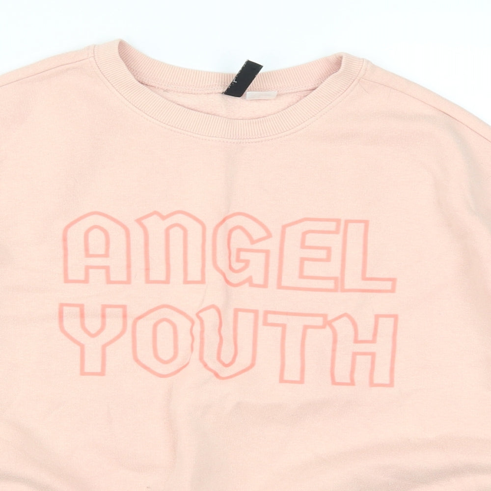 H&M Womens Pink   Pullover Sweatshirt Size S  - Angel Youth