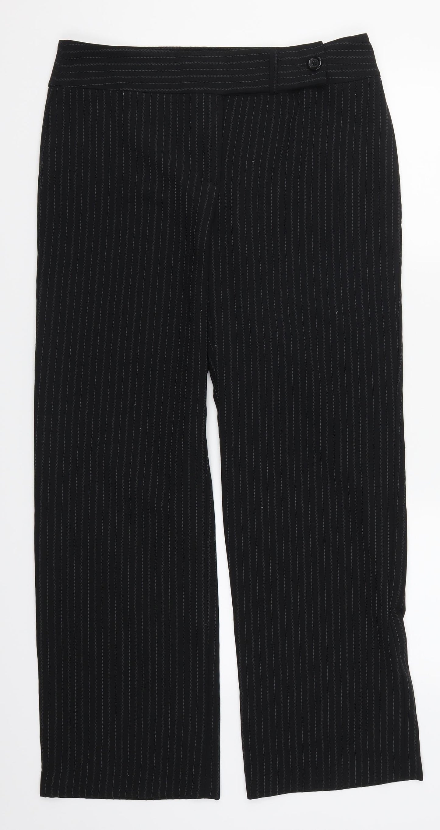 George Womens Black Striped  Trousers  Size 12 L29 in