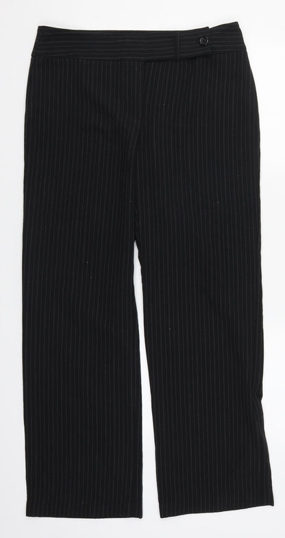 George Womens Black Striped  Trousers  Size 12 L29 in