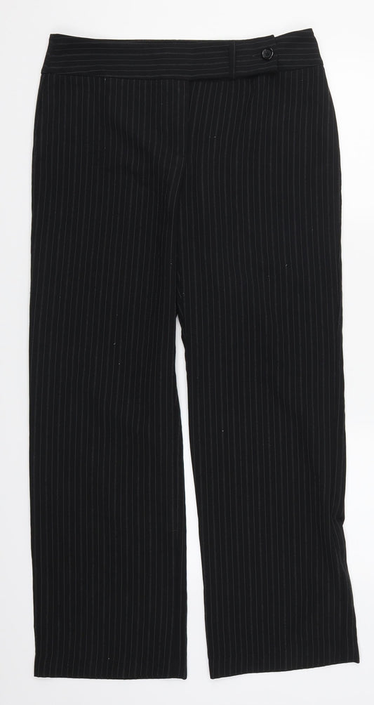 George Womens Black Striped  Trousers  Size 12 L29 in