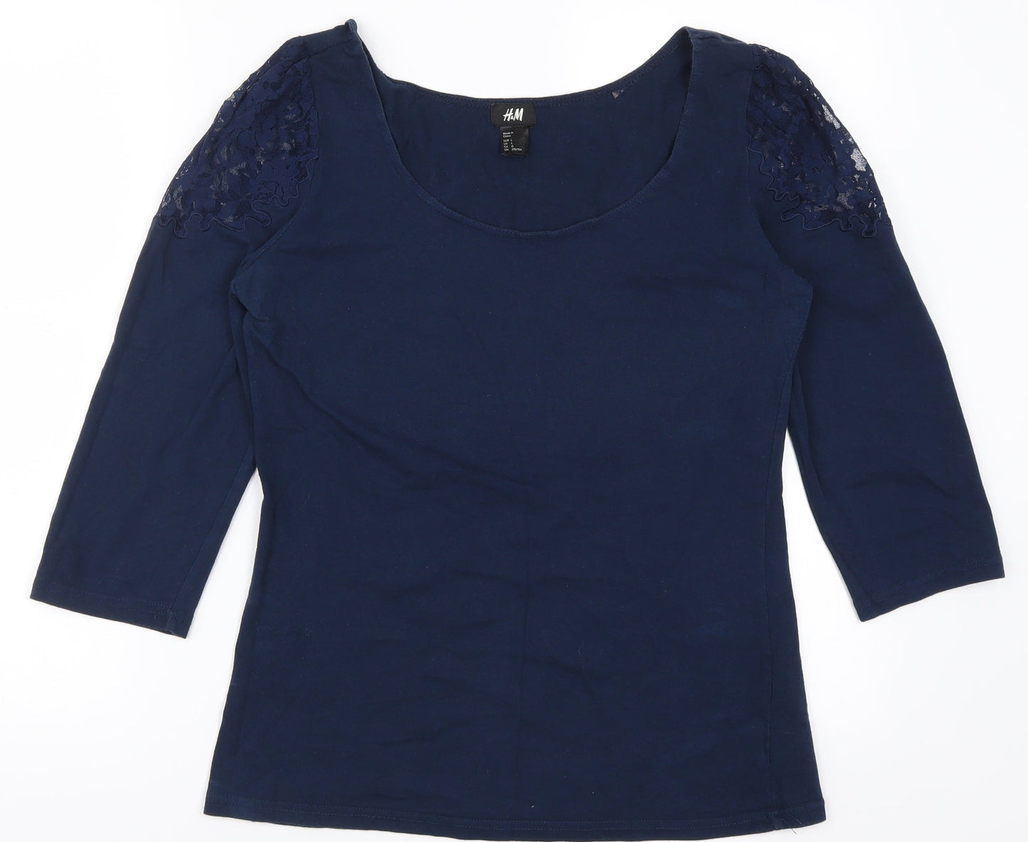 Womens UK Size L H&M Blue Basic T-Shirt