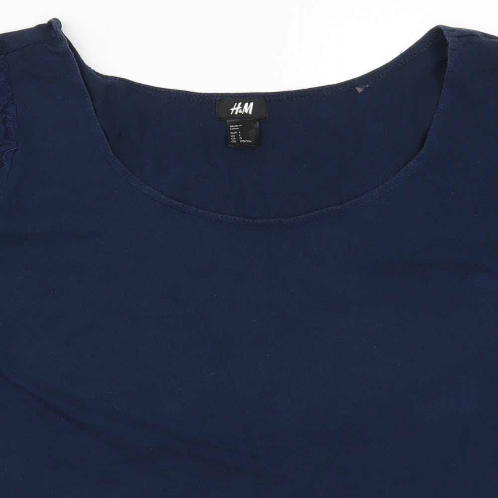 Womens UK Size L H&M Blue Basic T-Shirt