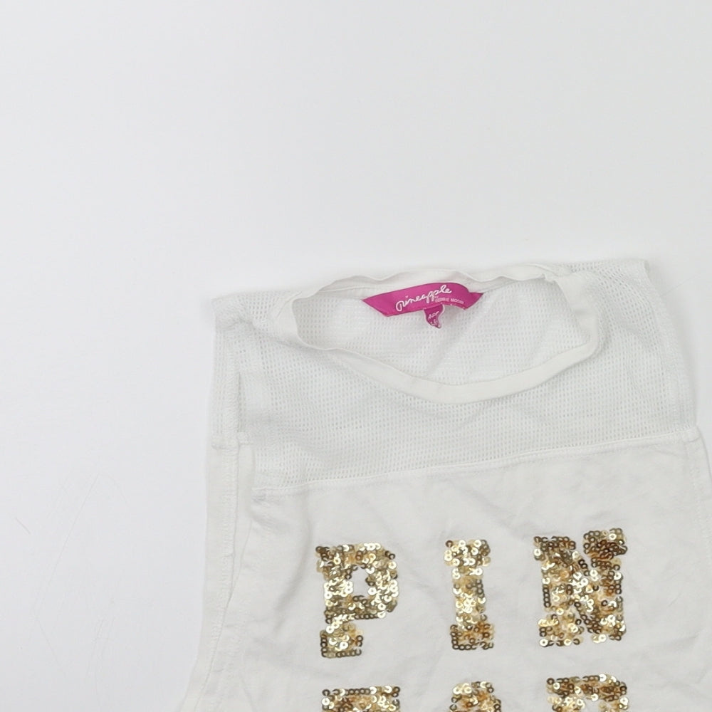 Pineapple Girls White   Basic Tank Size 5-6 Years