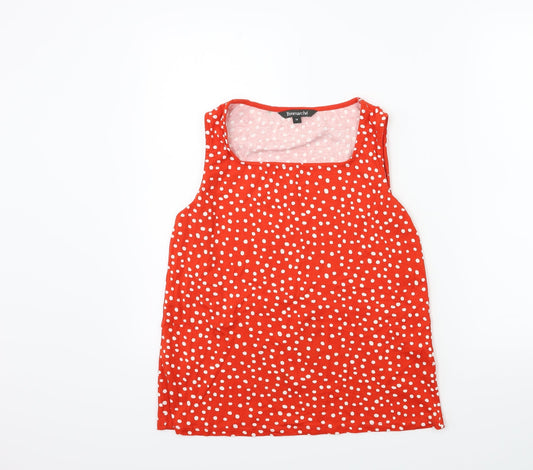 Bonmarché Womens Red Polka Dot  Basic Tank Size 14