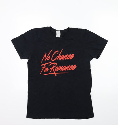 Gildan Womens Black   Basic T-Shirt Size S  - NO ROMANCE