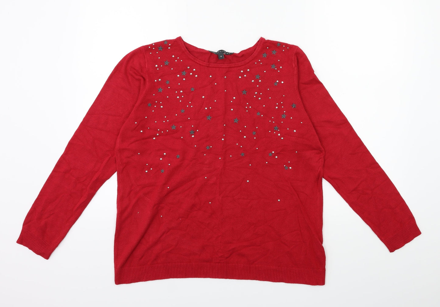 love knitwear Womens Red  Knit Pullover Jumper Size 14