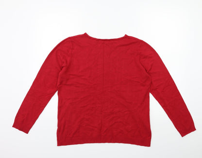 love knitwear Womens Red  Knit Pullover Jumper Size 14