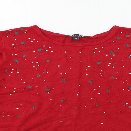 love knitwear Womens Red  Knit Pullover Jumper Size 14