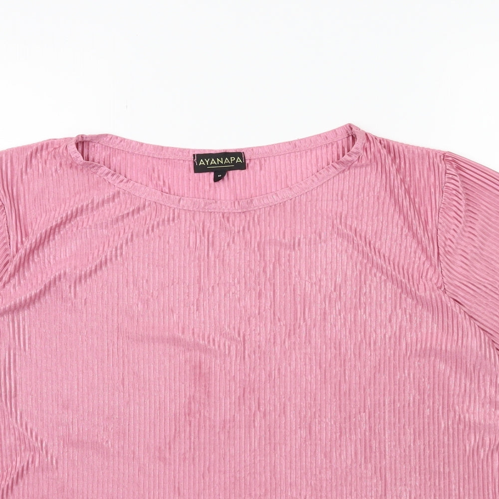 AYANAPA Womens Pink   Basic T-Shirt Size 10