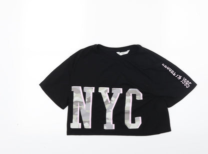 Candy Couture Girls Black   Cropped T-Shirt Size 10 Years  - NYC