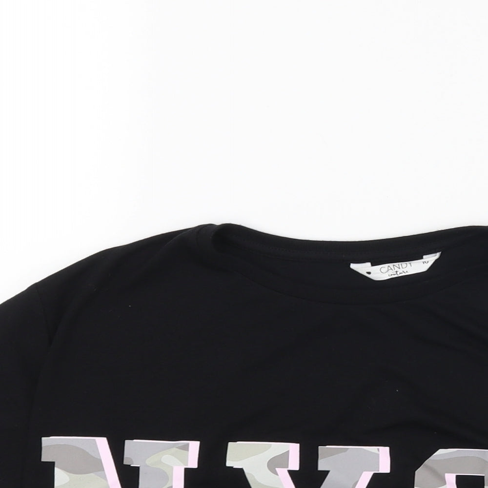 Candy Couture Girls Black   Cropped T-Shirt Size 10 Years  - NYC