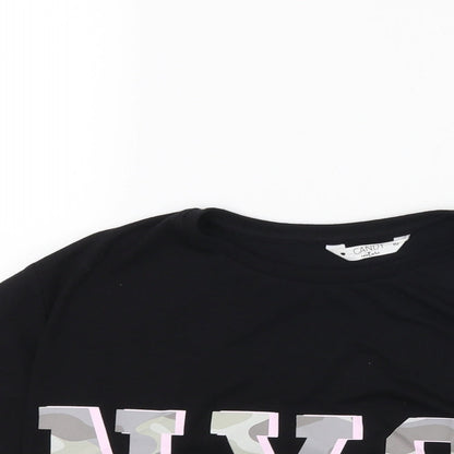 Candy Couture Girls Black   Cropped T-Shirt Size 10 Years  - NYC