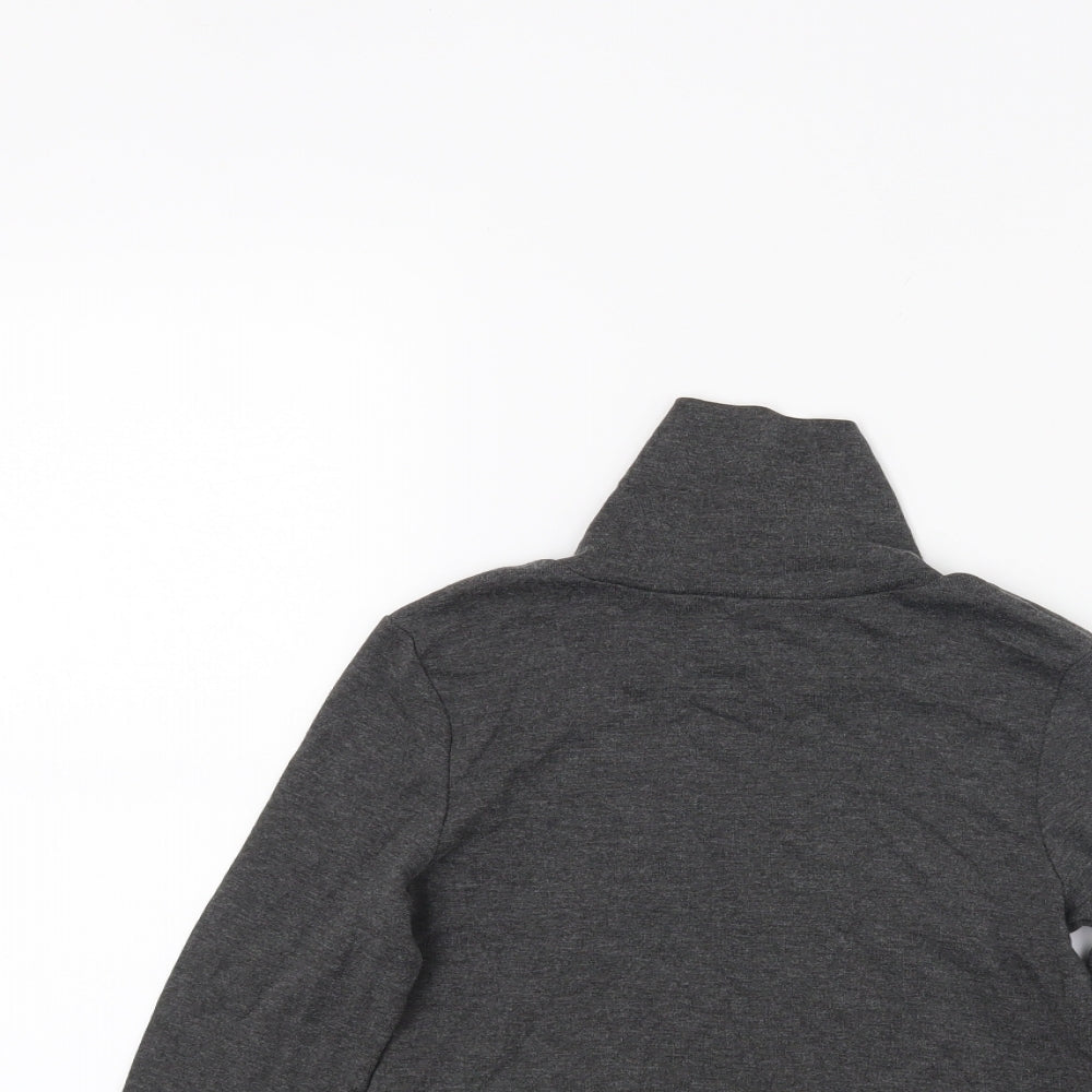 Close-up detail of H&M girls’ grey jumper, size 7-8, years