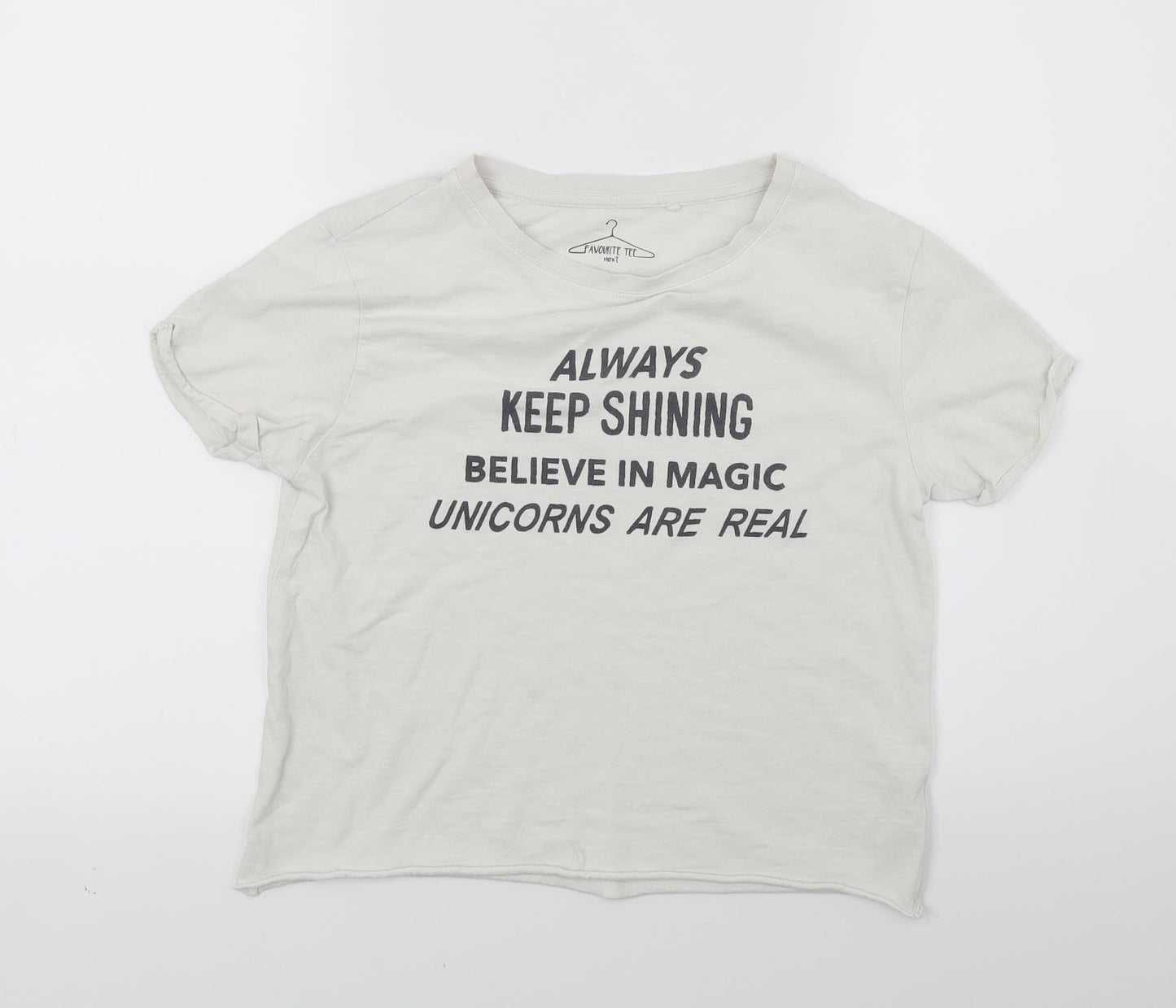 NEXT Girls White   Cropped T-Shirt Size 10 Years  - Unicorns