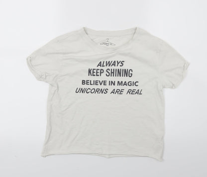 NEXT Girls White   Cropped T-Shirt Size 10 Years  - Unicorns