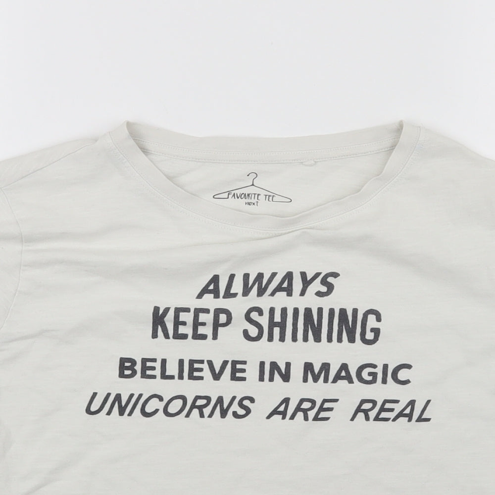 NEXT Girls White   Cropped T-Shirt Size 10 Years  - Unicorns
