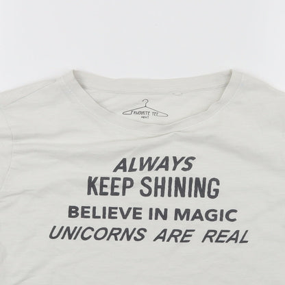 NEXT Girls White   Cropped T-Shirt Size 10 Years  - Unicorns