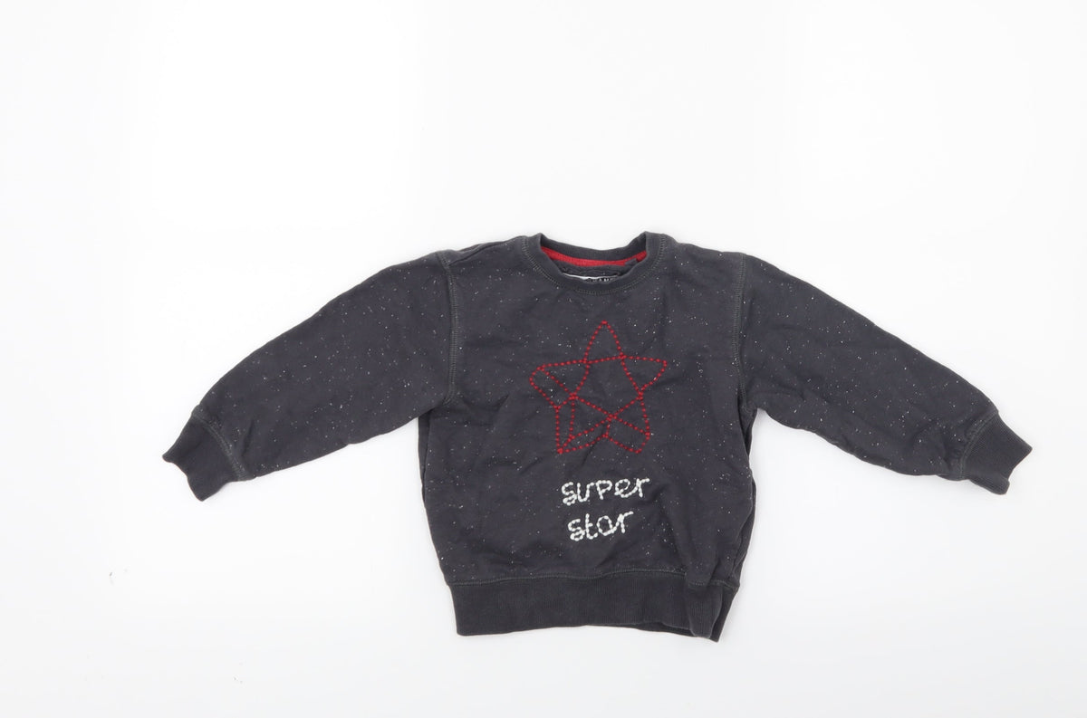 Additional front view of Next boys’ grey pullover sweatshirt, size 2, years - star
