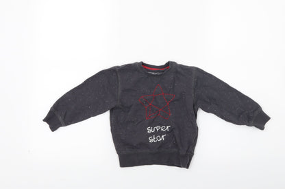 Additional front view of Next boys’ grey pullover sweatshirt, size 2, years - star