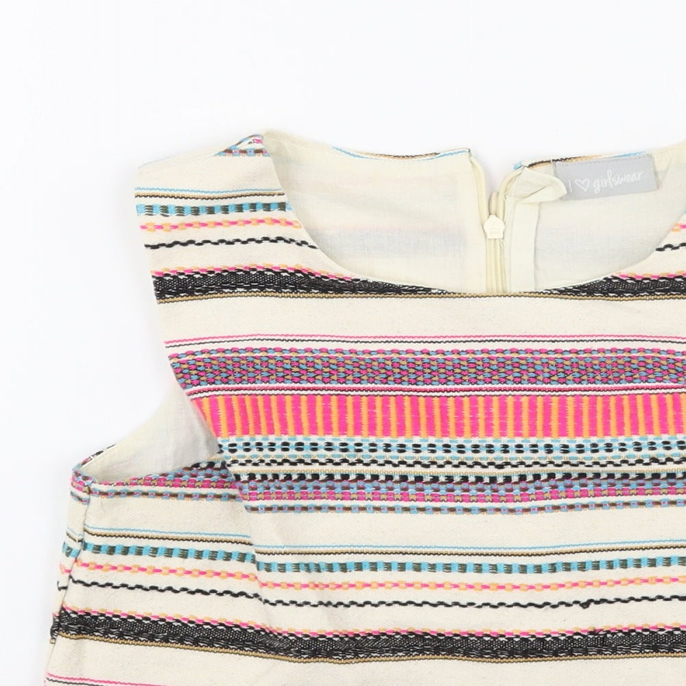NEXT Girls Beige Striped  Tunic Tank Size 12 Years