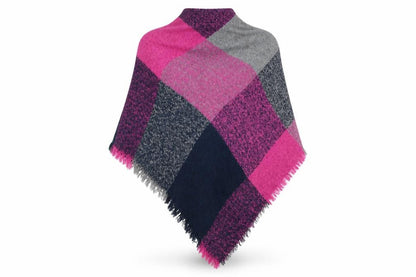 Front view of Preworn women’s grey check shawl/wrap