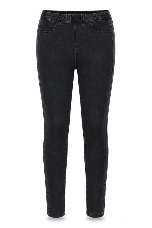 Front view of Denim 24/7 women’s black denim jegging jeans, size UK 10, 25-inch leg