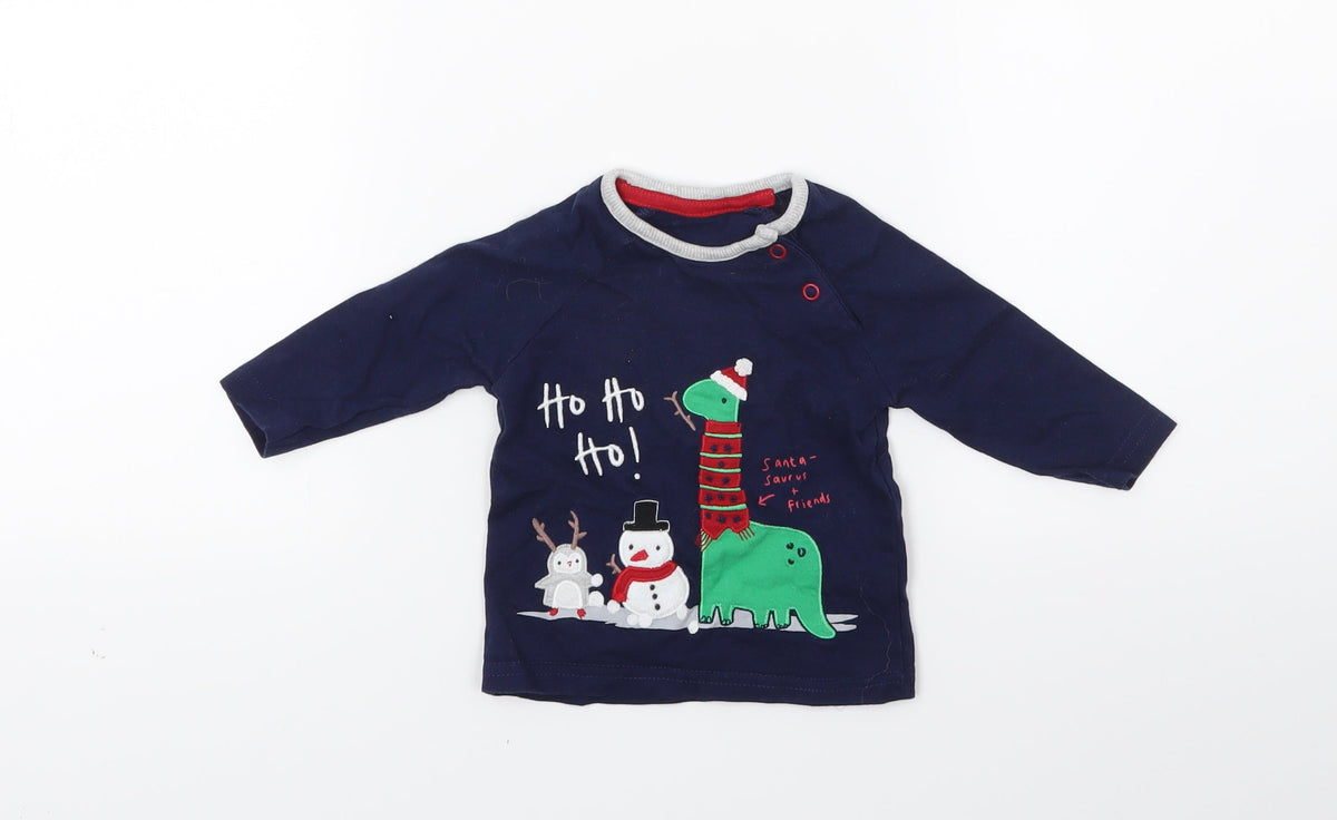 Additional front view of George boys’ blue basic casual, size 0-3, months - christmas
