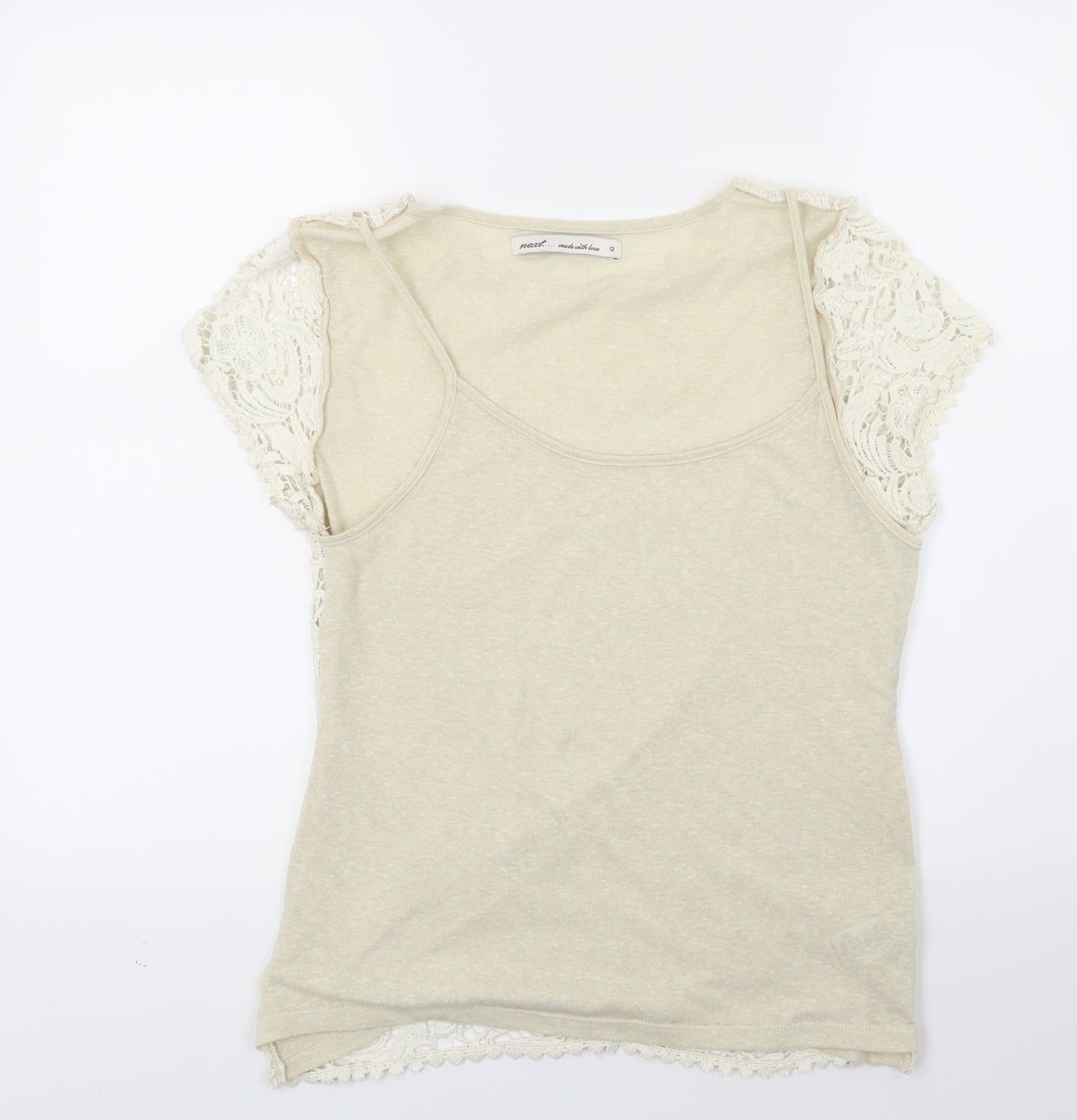 Womens UK Size 12 NEXT Beige Basic T-Shirt