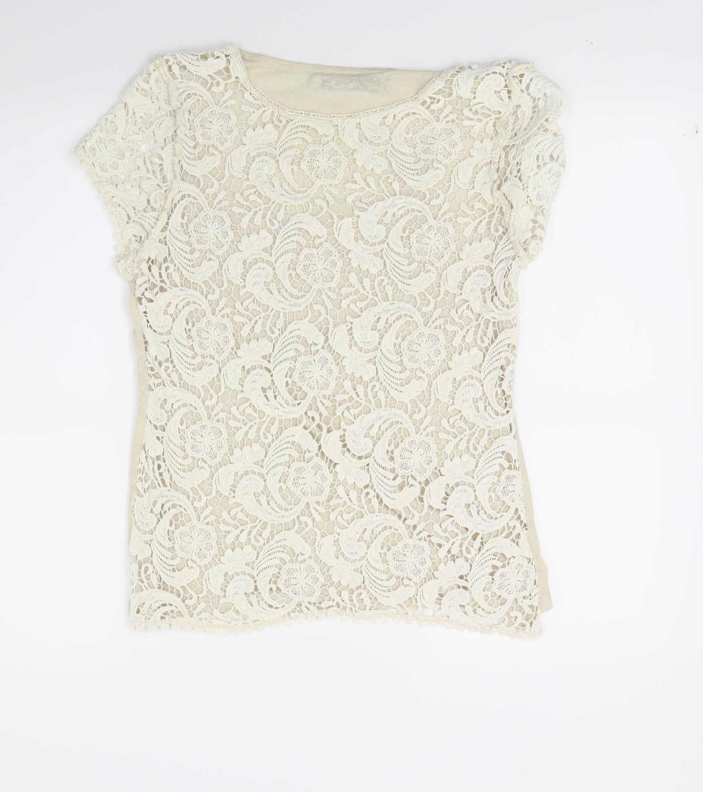 Womens UK Size 12 NEXT Beige Basic T-Shirt