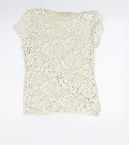 Womens UK Size 12 NEXT Beige Basic T-Shirt