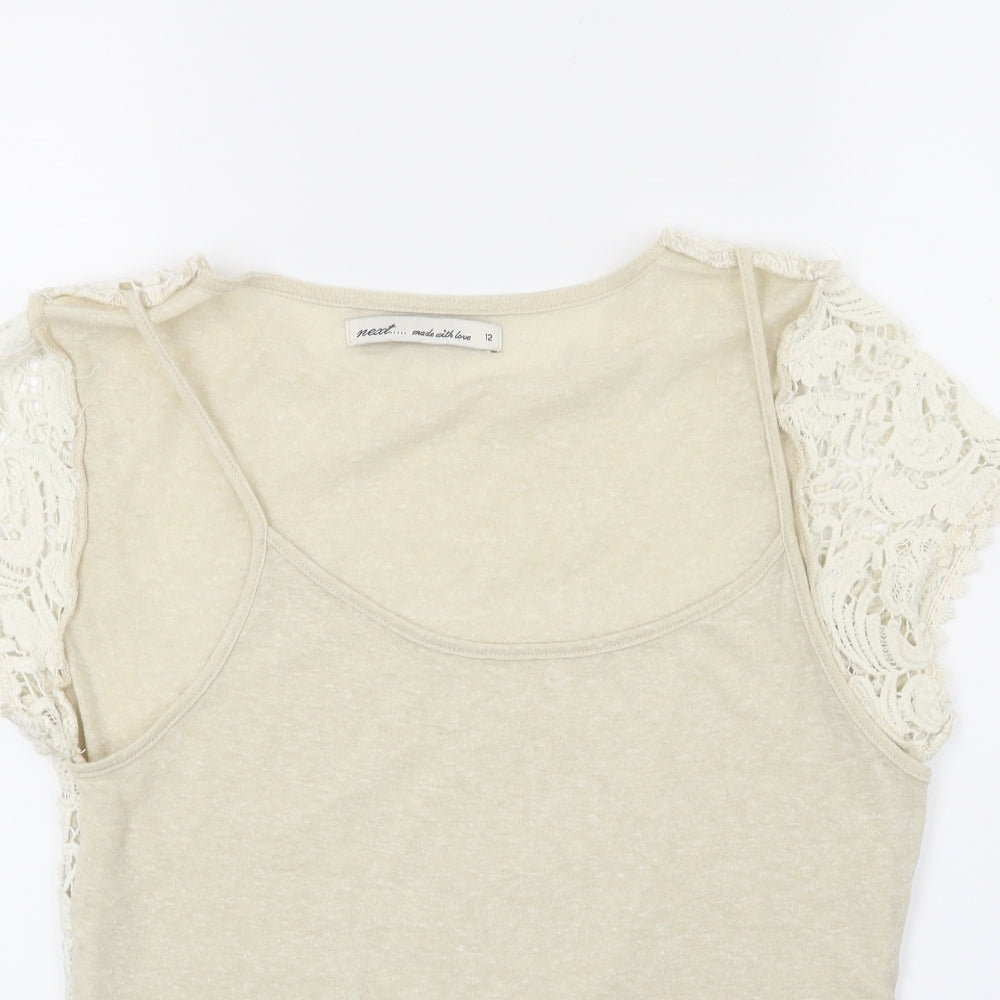 Womens UK Size 12 NEXT Beige Basic T-Shirt