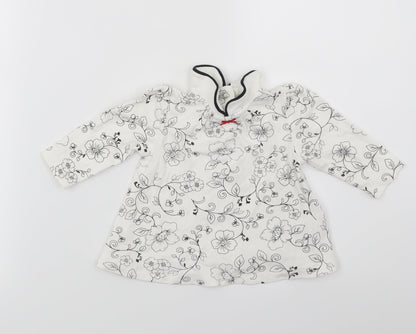 Little Me Girls White Floral  Fit & Flare  Size 6-9 Months