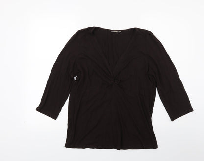 Womens UK Size 16 Preworn Brown Tunic Blouse