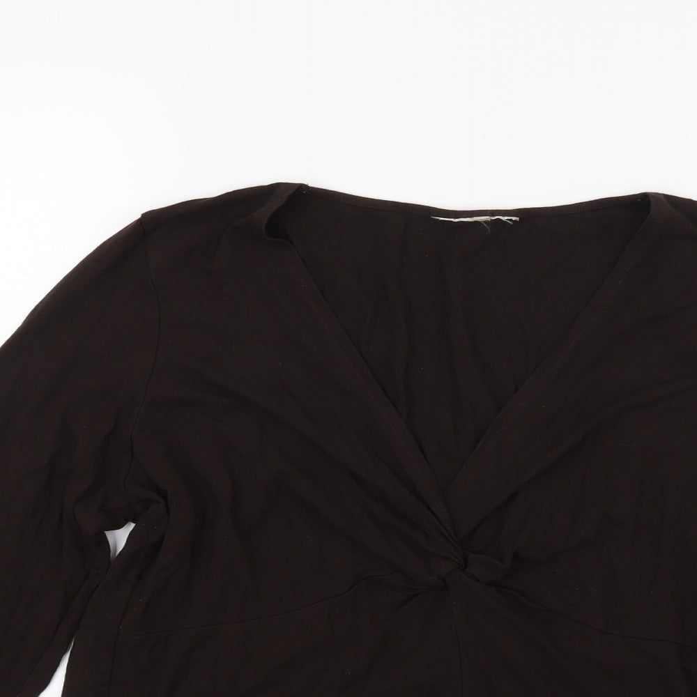 Womens UK Size 16 Preworn Brown Tunic Blouse